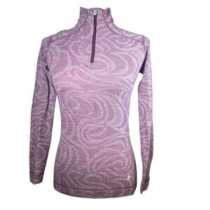 SmartWool Women’s Merino 250 Base Layer Sweater Small Quarter Zip Maroon White